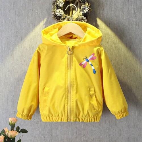 Girls Jackets Spring Autumn Children Coats Baby Girl Clothes Cartoon Dragonfly Hoodies Jacket Boys Outerwear Fashion Trench Coat