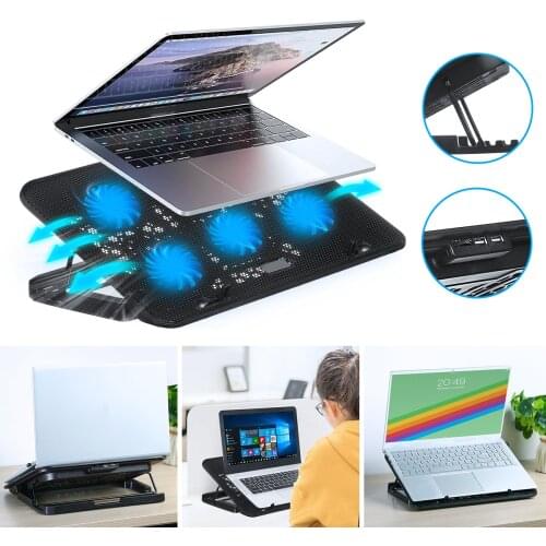 Powerful Computer Cooler Notebook Radiator Air Laptop Cooling Six Fans 2 USB Ports Cooling Mat Stand for Laptops Below 15.6 inch