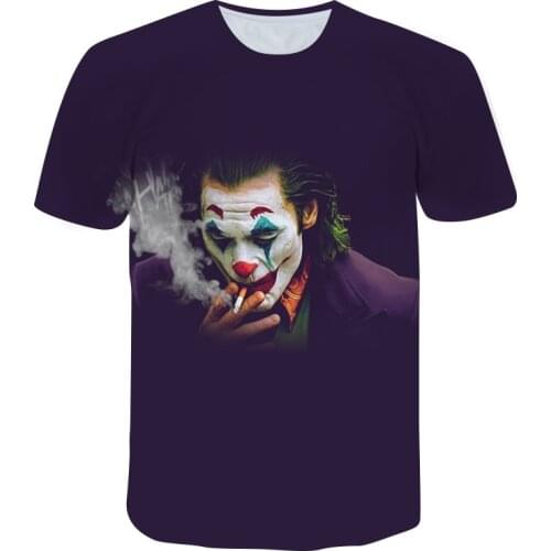 Clown T-shirt Street Hip Hop Mens Short Sleeve Shirt 3D Printing Teen Oversized O-Neck Top