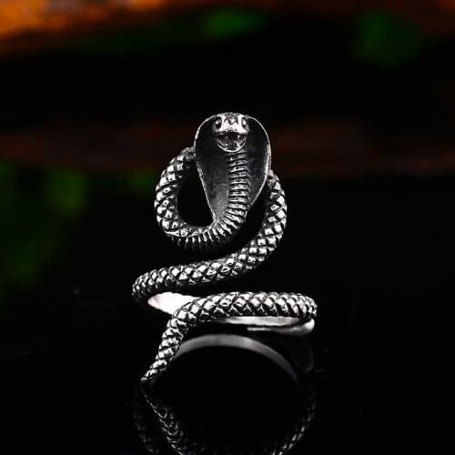 Goth Cobra Snake Rings For Men Women Fashion Open 316L Stainless Steel Finger Ring Punk Animal Jewelry Accessories Dropshipping