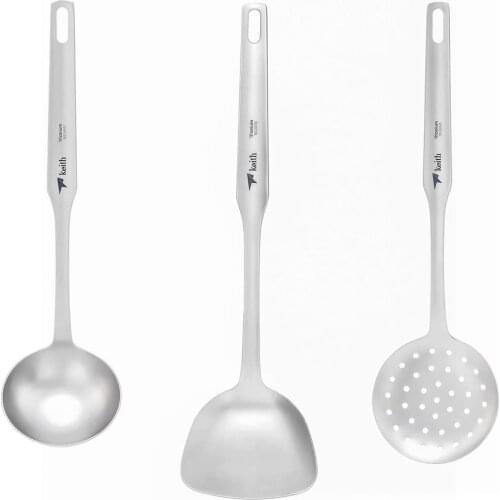 Three-piece Suit Keith Spatula Titanium Ti8703 Healthy Family Kitchen Utensils, Set of 3 - Turner, Ladle and Skimmer