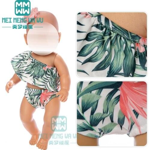 Clothes for doll fit 43cm baby new born doll accessories fashion off-shoulder swimsuit set