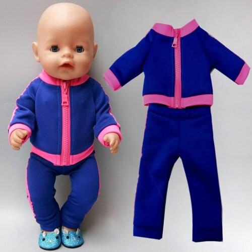 Baby Doll Clothes sport sweater 18" Doll Clothes zipper jacket for toys doll baby Girl Gift
