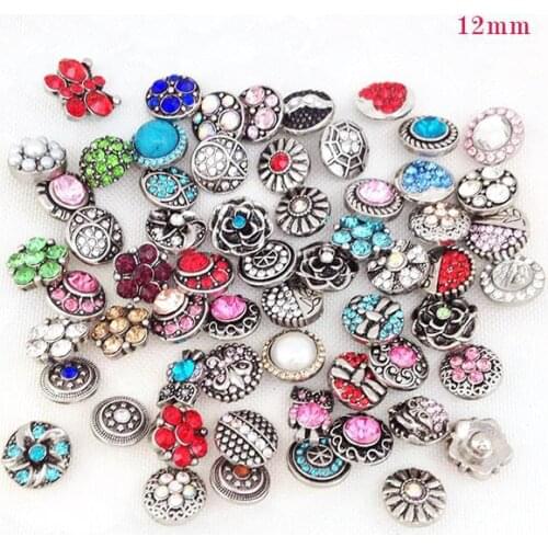 Wholesale 50pcs/lot mix styles colors 12mm small button snap jewelry interchangeable diy snap button charm free ePacket