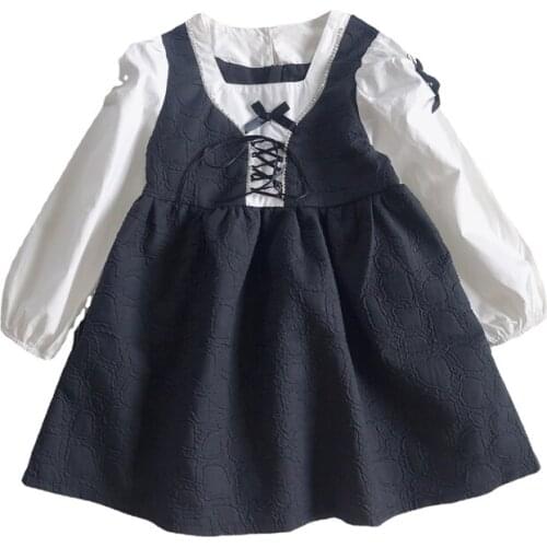 2021 Autumn Casual Solid Girls Dress Cartoon Kids Dresses For Girls High Quality Fashion Girl Clothes