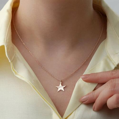 MumuXing Star Pendant Stainless Steel Necklace Engraved Name Letter Personalized Choker For Women Custom Jewelry Gifts For Women
