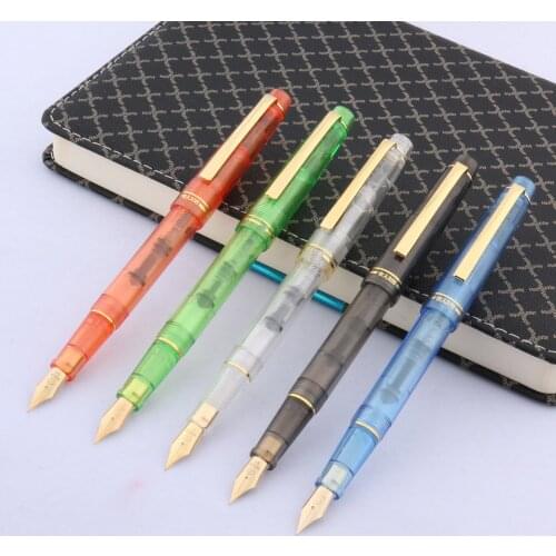 1Pc Fashion Popular Classic Rotation Twist Student Office Writing Golden Clip Plastic EF Nib Fountain Pen