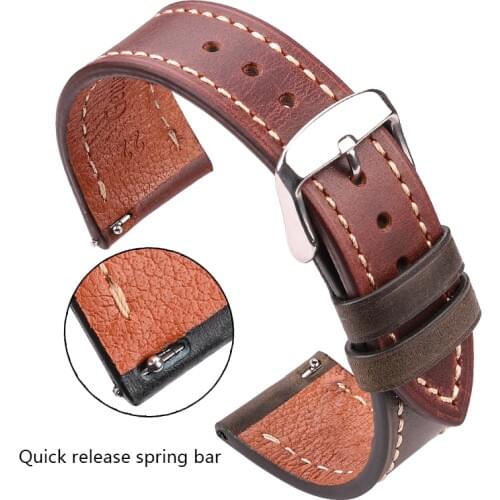 Cowhide Watchbands Women Men 4 Colors Genuine Leather Watch Strap Belt 18mm 20mm 22mm 24mm Vintage Wrist Band For Galaxy S3