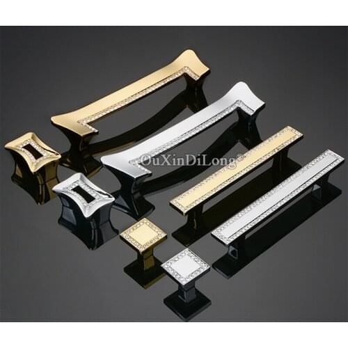 Luxury 10PCS European Inlaid Crystal Kitchen Door Furniture Handles Cupboard Wardrobe Drawer TV Cabinet Pulls Handles and Knobs