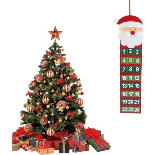Christmas Advent Calendar Pockets Kids Wall Hanging Countdown Decors Hanging On The Door Christmas Tree Fireplace D30