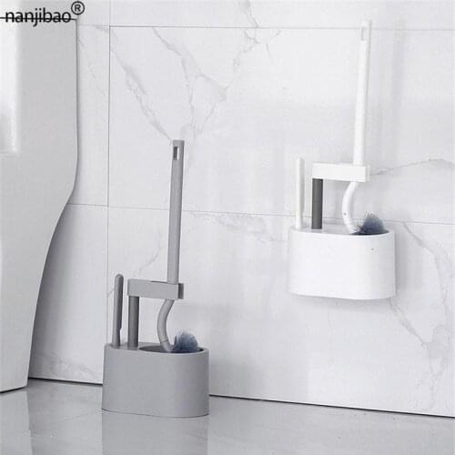 Punching Free Long Handle Toilet Brush Household No Dead Corner Wc Wall-Mounted Toilet Cleaning Brush Bathroom Accessories Set