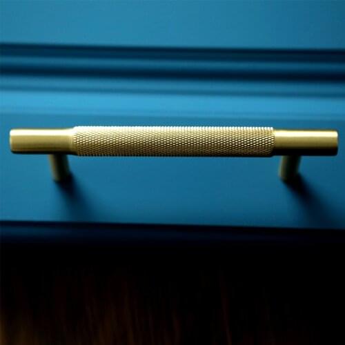Nordic American light luxury brass knurled wardrobe furniture cabinet door small handle pure brass long handle