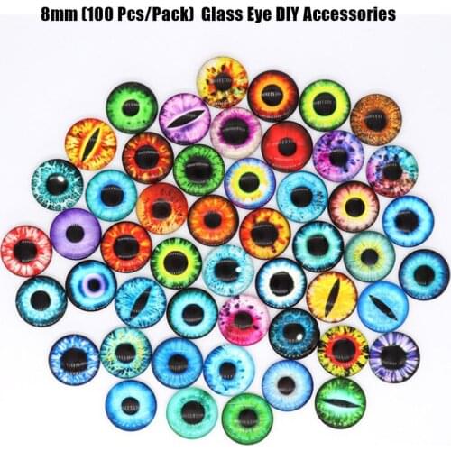 Glass Eyes Cabochons Round 8MM Round Dome Dragon Eye Dragon Cat Eye Toys DIY Jewelry Accessory MIX Pupil Eye Cameo