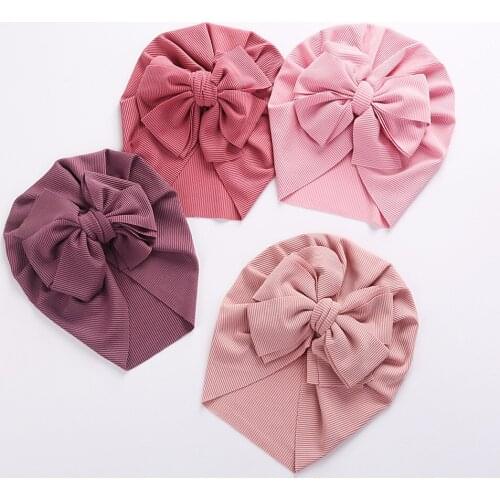 Super Soft Newborn Baby Girls Turban Hat Snail Pattern Donut Beanies Messy Bow Hats Infant Headwrap Baby Boy Newborn Skullies