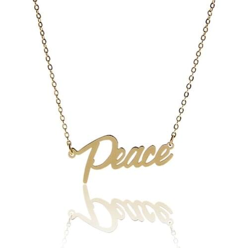 Your Name Peace Pendant Necklace for Women Alphabet Pendant Gold Color Stainless Steel Popular Nameplate Letters Jewelry NL2428