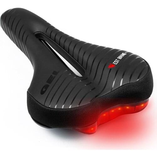 WEST BIKING Bicycle Saddle with Tail Light Thicken Widen MTB Bike Saddles Soft Comfortable Bike Hollow Cycling Bicycle Saddle