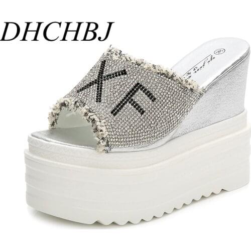 Summer 13CM female slippers 2020 Korean version of the wild non-slip soft bottom high heel slippers beach sandals and slippers