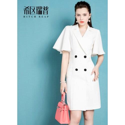 Temperament Slim Professional Dress WomenS Summer 2021 New High-End Fashion Flying Sleeve Medium Length