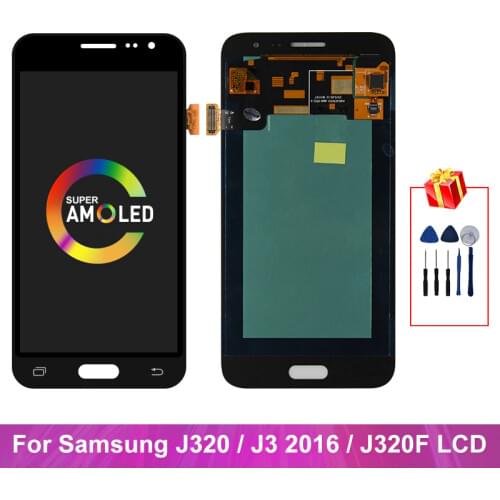 J320F Super AMOLED For Samsung Galaxy J320 J3 2016 LCD J320H J320FN J320M Display Touch Screen Digitizer Assembly Parts J320 LCD