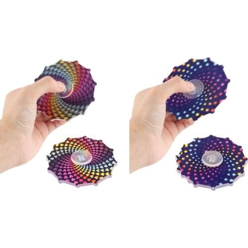 1pc Fidget Spinning Tops Top Double-Sided Colorful Dynamic Rainbow Color Top Toy Classic Toys For Children Kids