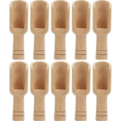 10PCs Wooden Mini Scoop Salt Sugar Coffee Spoon Kitchen Cooking Tool