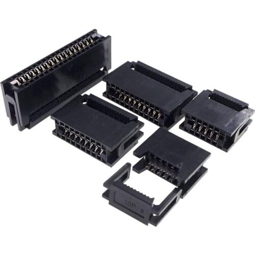 20 Pcs 2.54 mm Pitch Edge Card Connector IDC Type Slot 10 14 16 20 24 26 30 34 40 50 60 64 Pin PCB Gold Finger Board Socket