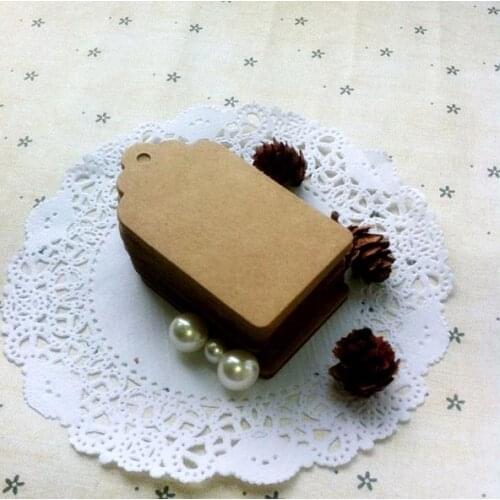 4 * 7 cm Kraft paper square brown blank cardboard tags jewelry price tags card tags with Hemp rope 500 pcs/lot