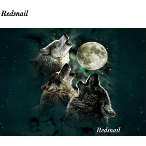 5d square Round drill diamond painting cross stitch mosaic Full square stones diamond embroidery animal Wolf home decor EE197