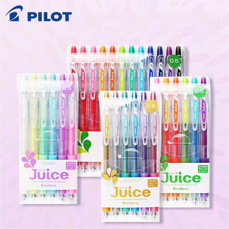 6/12 set PILOT Juice LJU-10EF Gel Pen color water pen press type color pen to take notes hand account student stationery 0.5mm