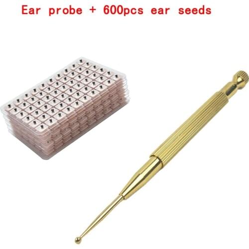 Free shipping 600Pcs/lot Acupuncture Needle Ear Seeds Ear + Copper ear spring microprobe elastic pen
