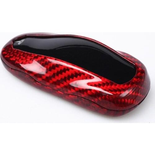 Red Glass Carbon fiber Car Key Shell cover For Tesla ModelS
