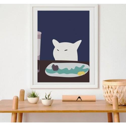 Home Decor Hd Cute Cat Eat Food Prints Cartoon Poster Pictures Wall Artwork Modular Canvas Painting For Living Room No Framed