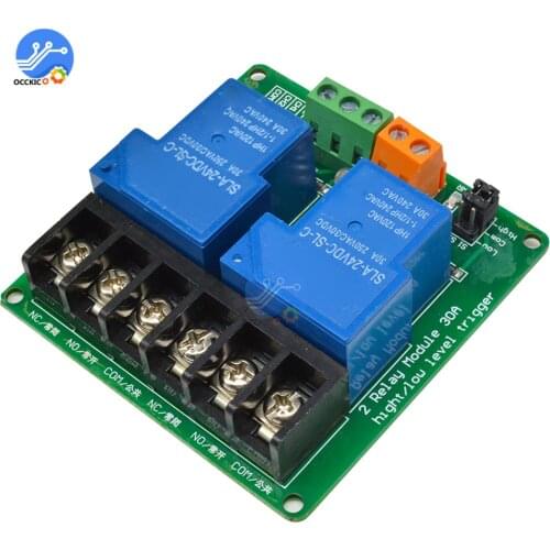 Two 2 Channel DC 5V 12V 24V Relay Module 30A Optocoupler Isolation Module High And Low Level Trigger Relay For Smart Home PLC