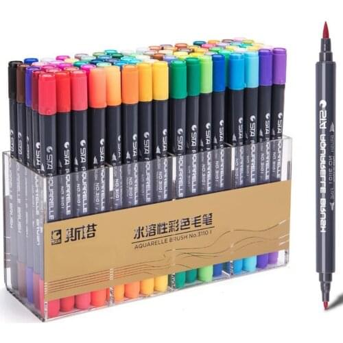 Dual Tip Brush Marker 80 Colors Art Markers Double-head Water-soluble Marker Drawing Pen Set Manga Dual Headed Art Sketch Marker