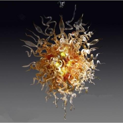 Living Room Amber Color Blown Glass Art Fancy Chinese Pendant Lights Chihuly Style