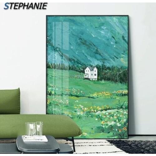 American Style Garden Canvas Paintings Abstract Flowers Green Posters and Prints for Living Room Wall Home Decorative Pictures