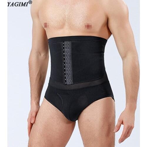 YAGIMI Waist Trainer Control Pants for Men with Hook Slimming Body Shaper Corset Shapewear Trimmer Breathable Underwear Shapers