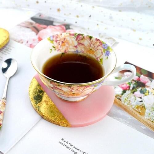 Round/Square/Hexagon Tea Saucer Coaster Mold Silicone Tray Resin Mould DIY Tool Home Desktop Decoration For Kitchen Accessories