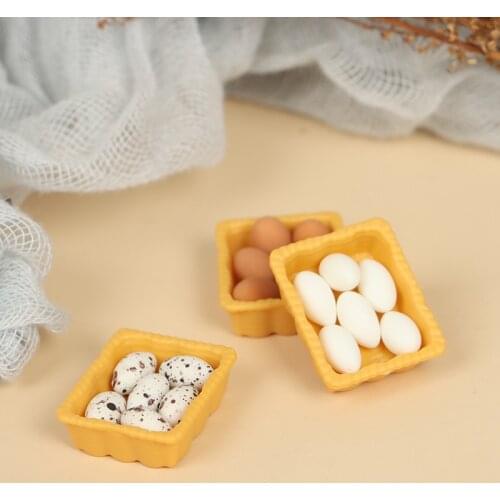 1:12 Scale Dollhouse Miniature Accessories Kitchen Food Mini Egg with Egg Trays for Doll House Cooking Game food