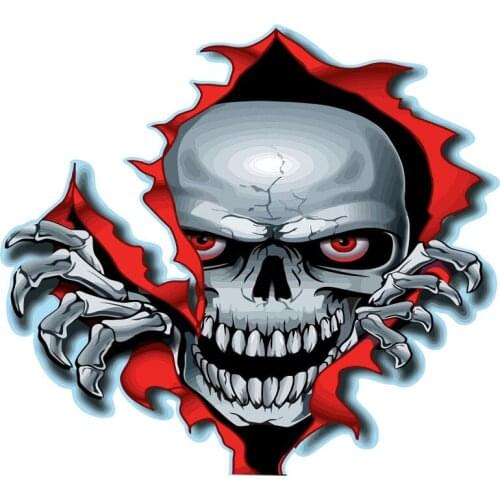 Boutique RED EYED SKULL Fashion Car Stickers Bumper Window Motorcycle Bodywork Sunscreen Cover Cartoon Protector Decal KK15*14cm
