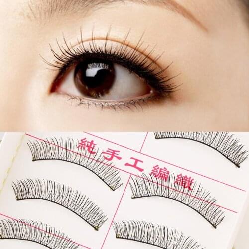 New 10 Pairs/set Handmade False Eyelashes Fake Eye Lashes Natural Transparent Stem Black Makeup Tools & Accessories
