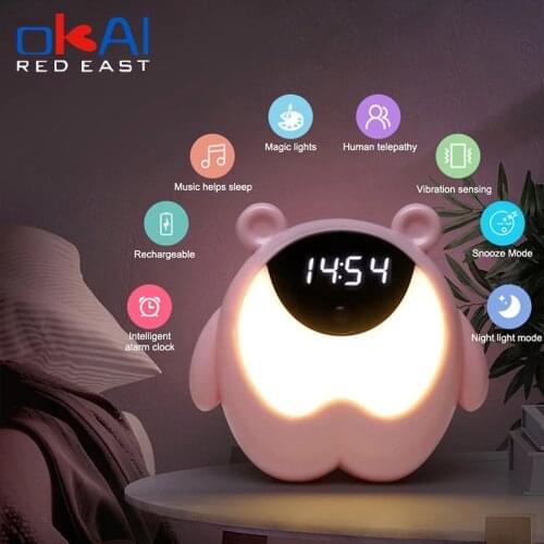 Night Light 3 In 1 Alarm Clock Kids Children Sleep Bedside Alarm Clock Wake Up Temperature Snooze Timer Clock Christmas Gift
