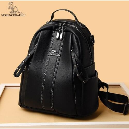 2021 Solid Color Designer Ladies Backpack Multifunctional Shoulder Bags Casual High Quality Leather Travel Bag Mochilas De Mujer