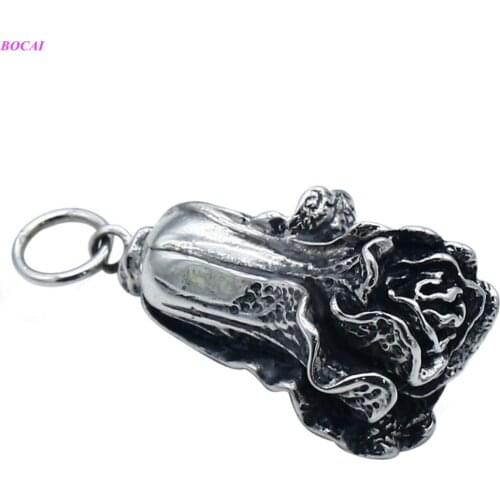 BOCAI Real S999 Sterling Silver Pendant Retro Personality Cabbage Making Fortune Mens Womens Sweater Thai Silver Pendants