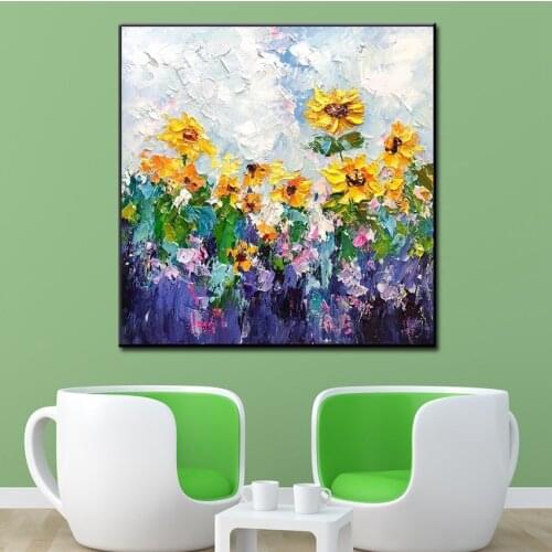 Posters And Prints Sunflower Flowers Abstract Oil Painting On Canvas For Living Room Home Pictures Paint By Wall Art Paintings