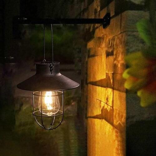 Retro Solar Lantern Outdoor Hanging Solar Tungsten Light Vintage Solar Lamp With Warm White Bulb For Garden Yard Street Decor