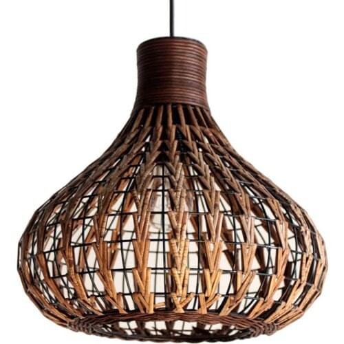 Handmade 14" Rattan Onion Dining Room Pendant light Restaurant Coffee House Living Room Pendant Lamps Fixture Study Room lights