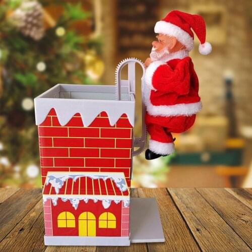Santa Claus Climbing Chimney Doll Electric Toy With Music Children Kids Christmas Gifts New Year Gifts Decoration Ornaments Toy