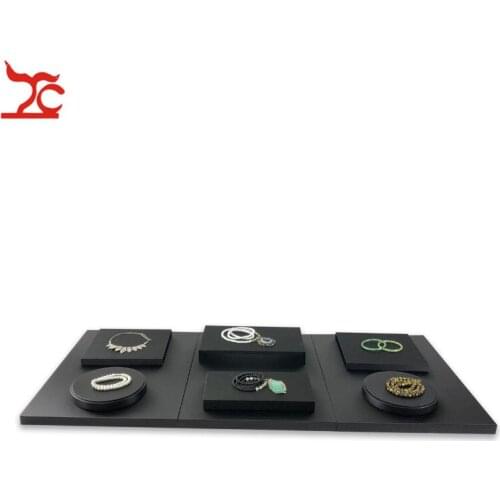 Black Soft PU Jewelry Counter Showcase Kit Jewelry Store Cabinet Board Necklace Bracelet Jewelry Display Tray Holder 9Pcs/Lot