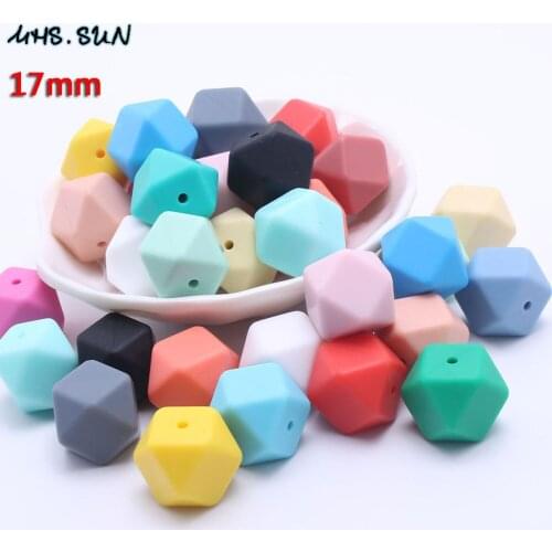 MHS.SUN Silicone Beads baby teething beads 17mm hexagon teething DIY Jewelry Beads BPA free food grade silicone 30pcs/lot SL0013